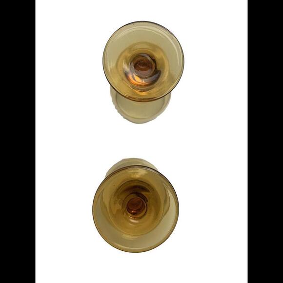 Vintage Pair Of Amber Wine Glass lot of (2) 5 5/8” Tall - Picture 8 of 8